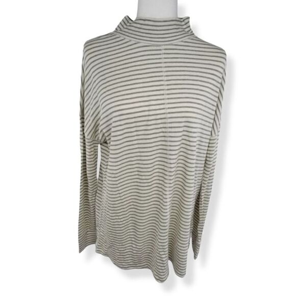 a.n.a  mocked neck striped Gray and White long sleeve tunic XL NWT - Picture 1 of 3